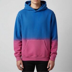 Tie Dye Hoodie Two Tone Cotton Pullover Kangaroo Pocket Men’s Small Boho